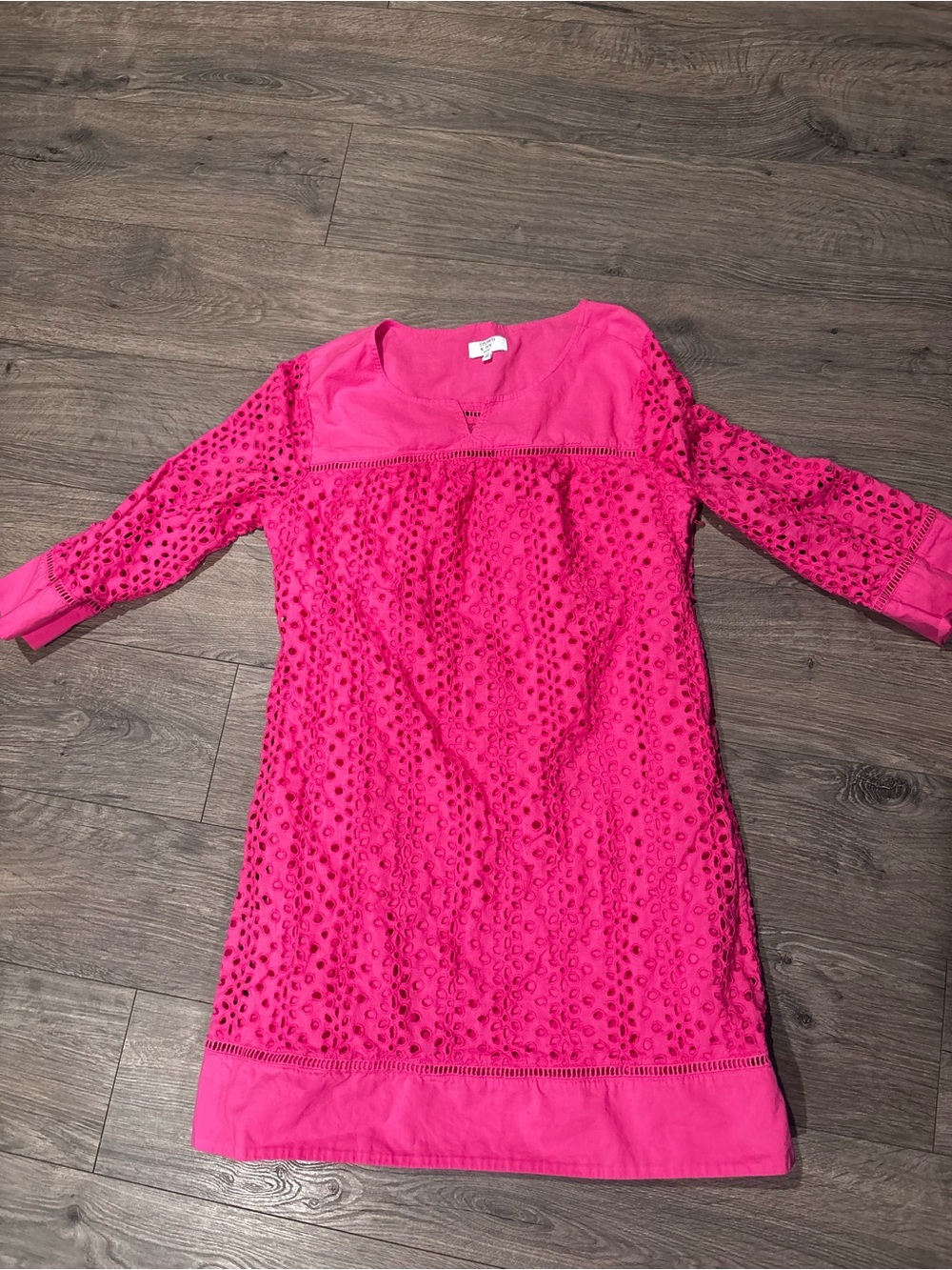 crown & ivy Hot Pink Eyelet Cotton Top